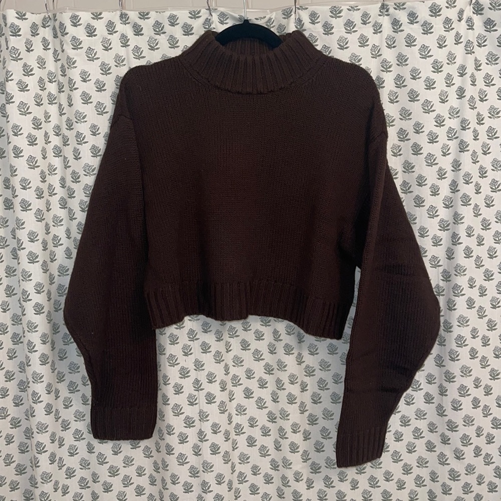 Aritzia Brown Wool Cropped Sweater - Size Large